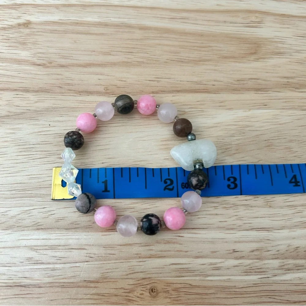 Handmade Pink Gemstone Children’s Bracelet – Rose Quartz & Rhodonite Beads